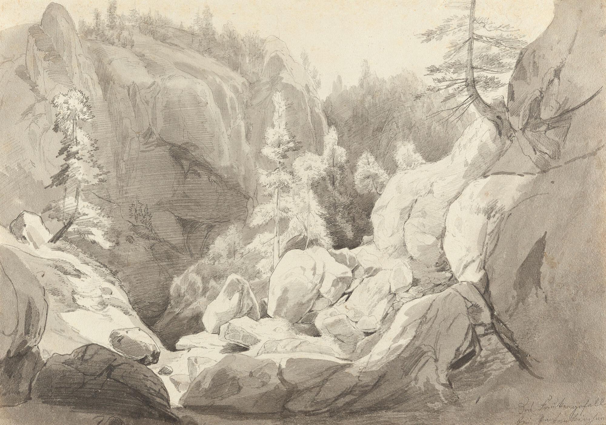 Carl Wilhelm Müller - Felsschlucht bei Partenkirchen.