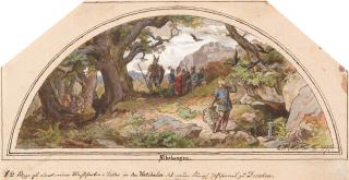 Carl Wilhelm Müller - „Nibelungen“: Freskenentwurf für die Dresdner Semperoper.