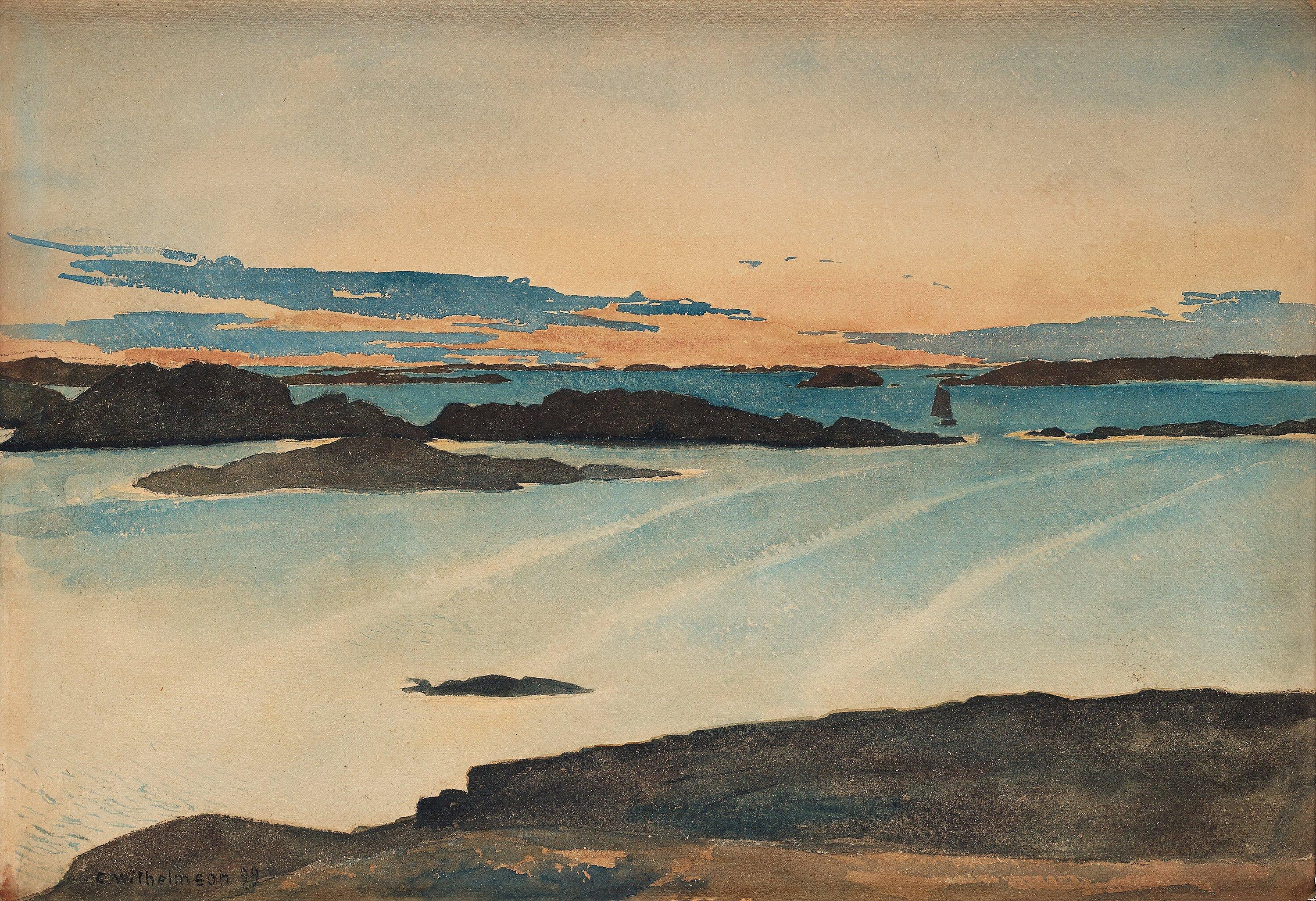 Carl Wilhelmson - Summer night, scene from Fiskebäckskil on the west coast of Sweden