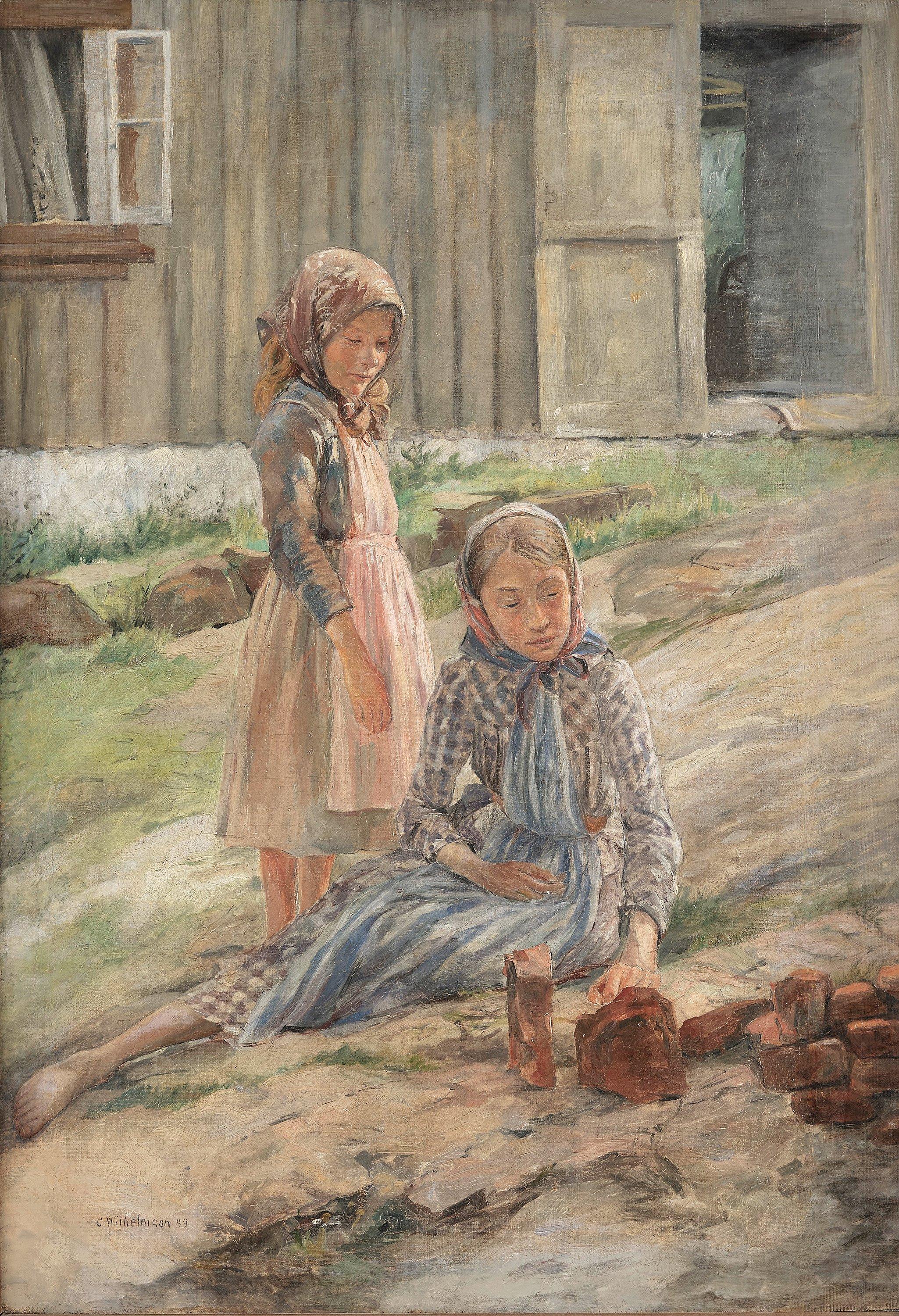 Carl Wilhelmson - Two girls in the courtyard - Fiskebäckskil