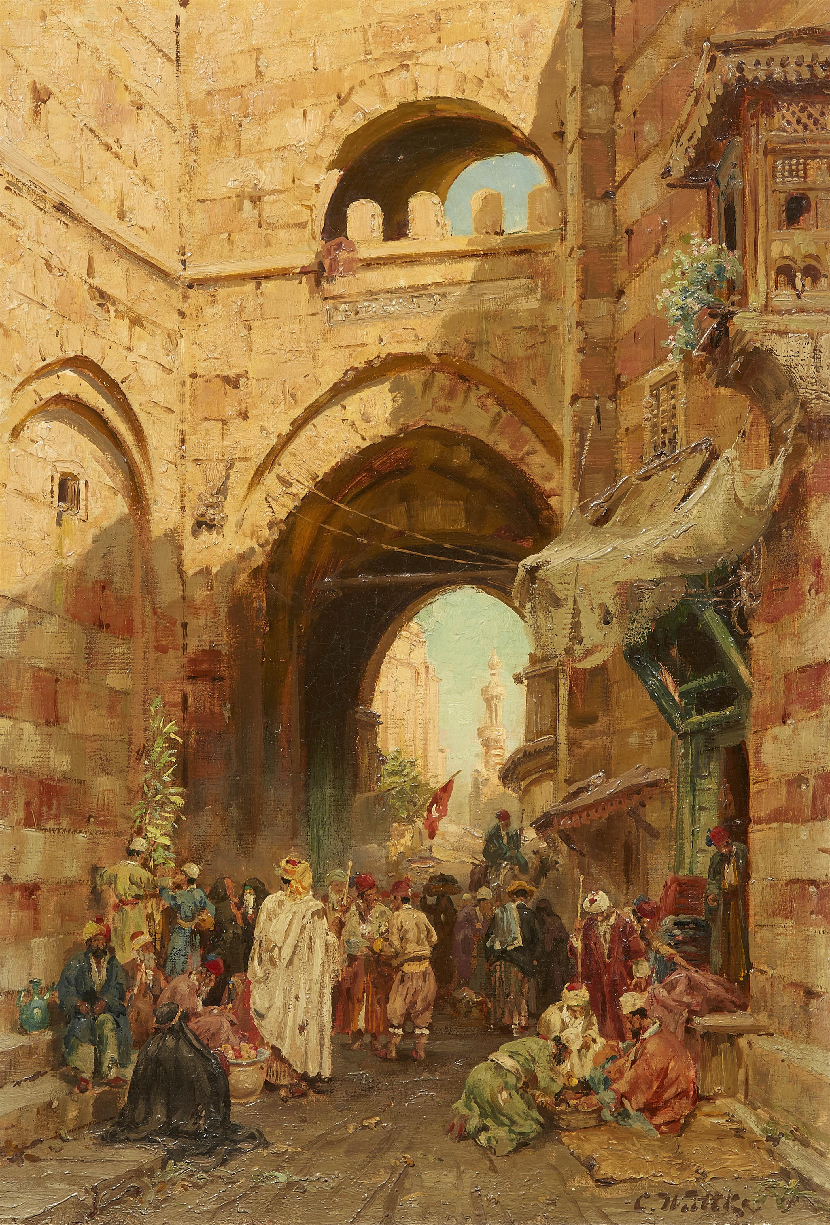 Carl Wuttke - Ansicht von Kairo mit dem Südtor der Stadtmauer (Bab Zuweila)
