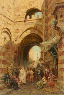 Carl Wuttke - Ansicht von Kairo mit dem Südtor der Stadtmauer (Bab Zuweila)