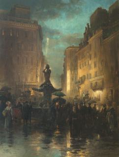Carl Wuttke - Die Piazza Barberini bei Nacht