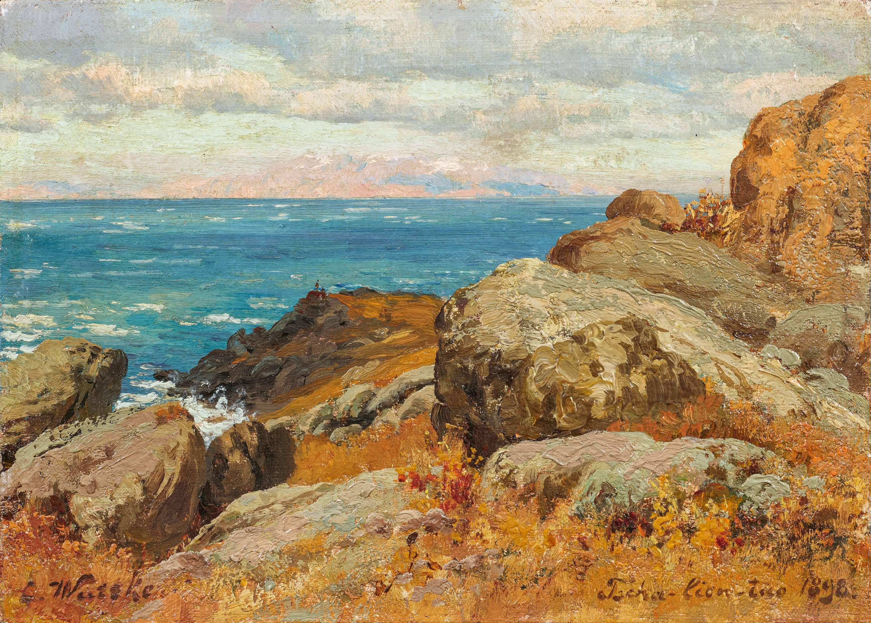 Carl Wuttke - Küstenpartie auf der Insel Tscha-lien-tao in China.