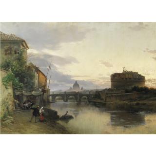 Carl Wuttke - Veduta Di Roma Con Castel Sant\'Angelo E Il Vaticano
