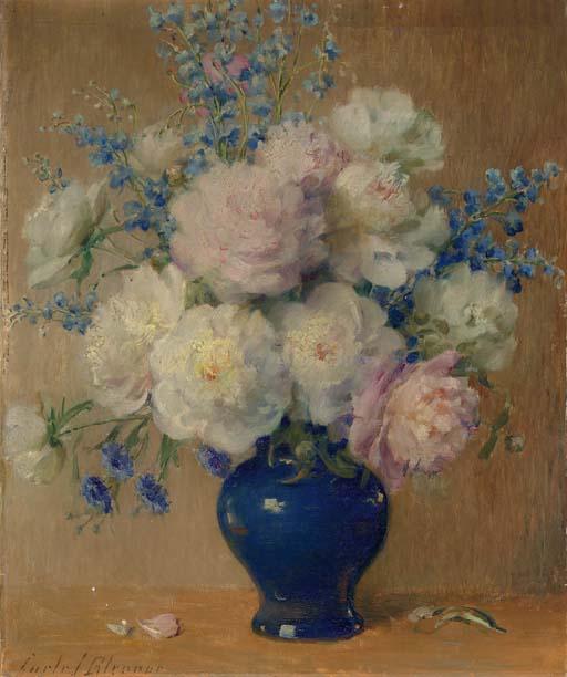Carle John Blenner - Still Life with Peonies, Delphinium and Aster