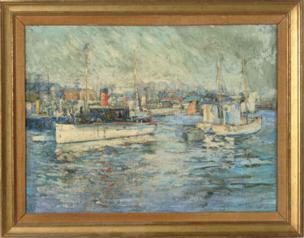 Carle Michel Boog - Boats in a harbor