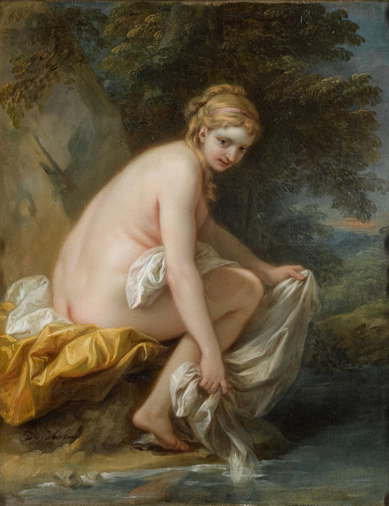 Carle Van Loo - A Nymph At Her Bath