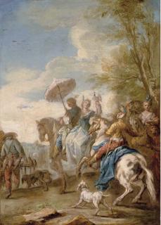Carle van Loo - An elegant hawking party