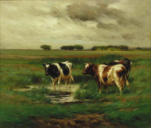 Carleton Wiggins - Cows Watering in a Pasture