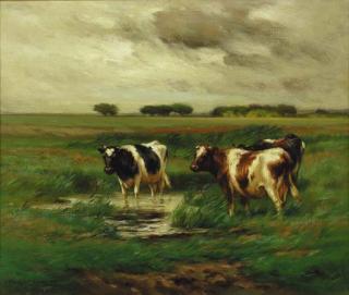 Carleton Wiggins - Cows Watering in a Pasture
