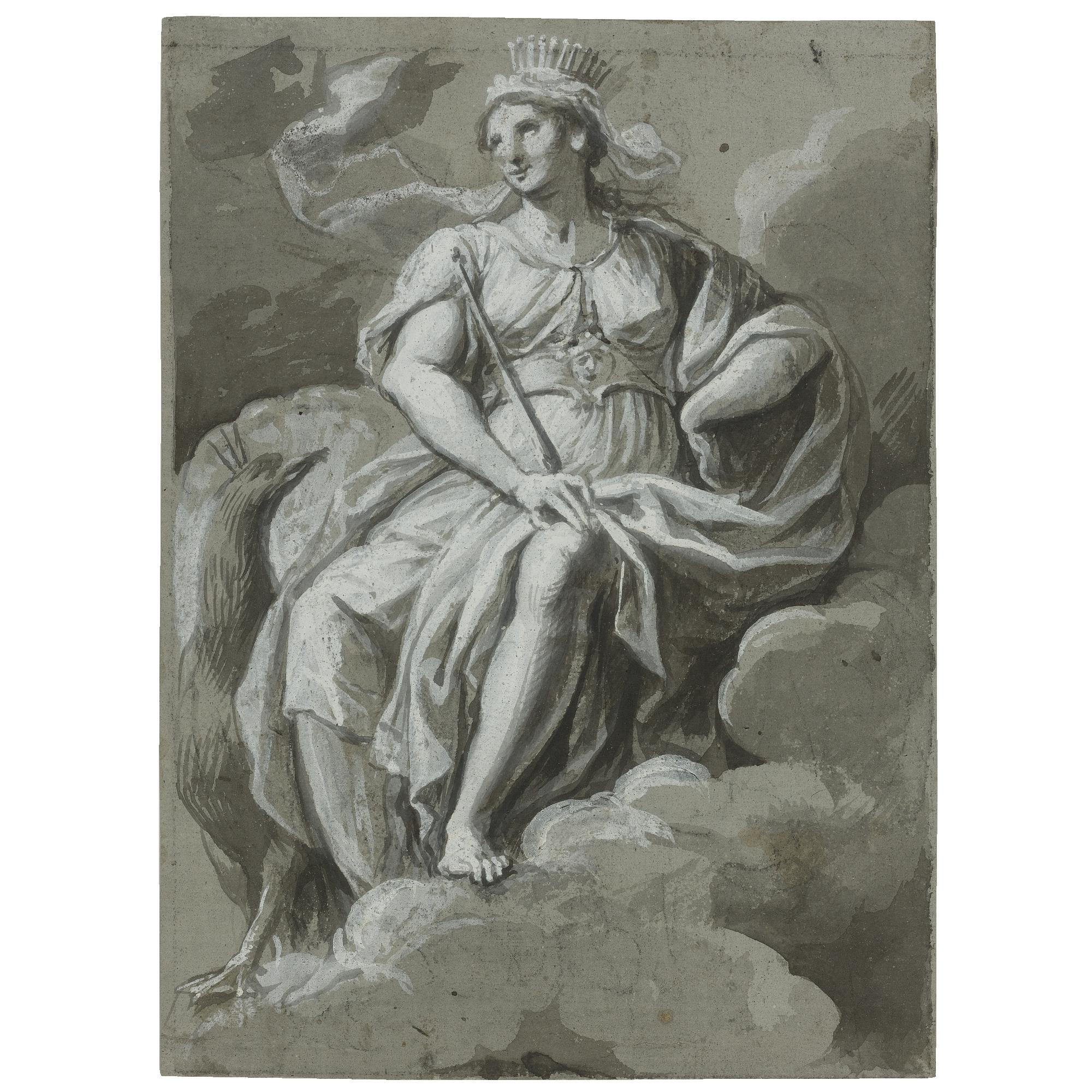 Carlo Alberto Baratta - Juno Seated In The Clouds, A Peacock By Her Side