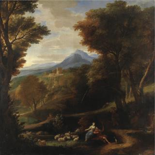 Carlo Antonio Tavella - Paesaggio Con Contadini A Riposo Con Il Gregge