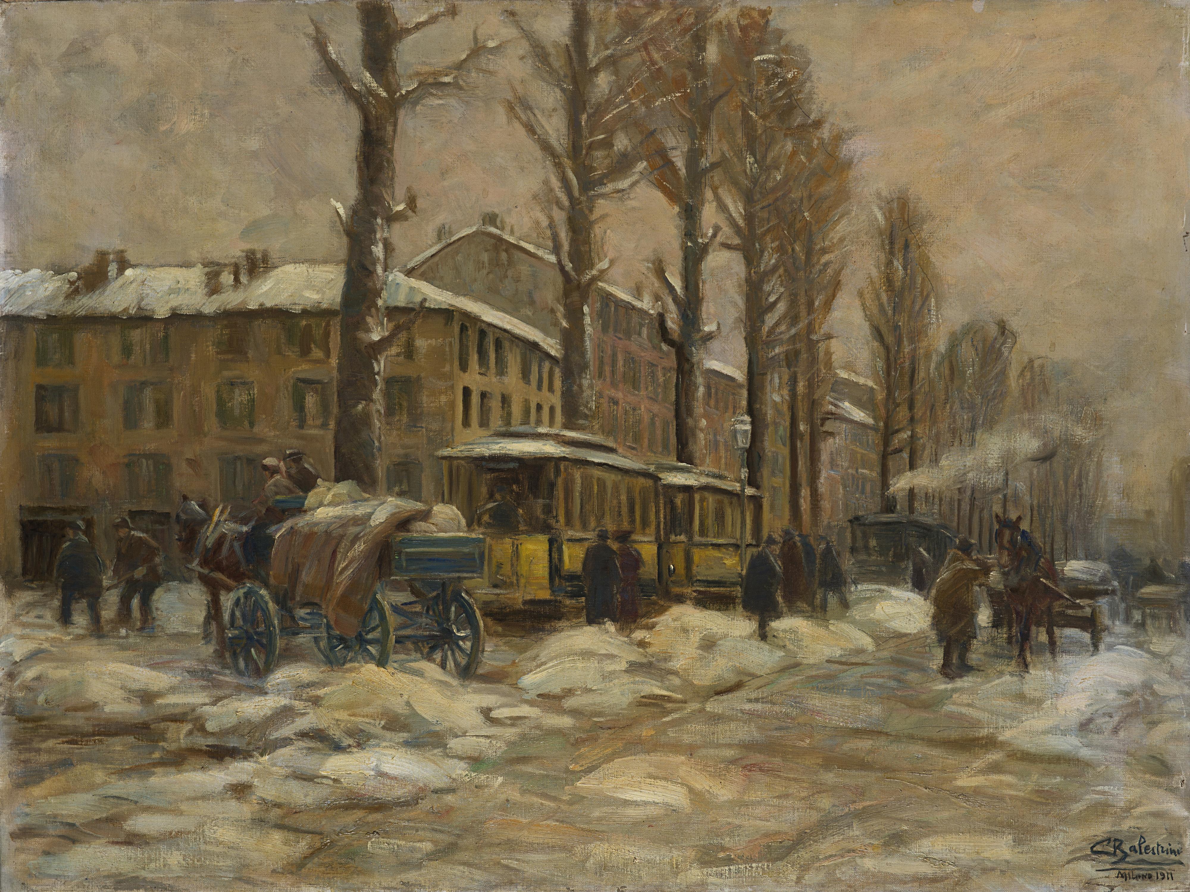 Carlo Balestrini - Vecchia Milano sotto la neve