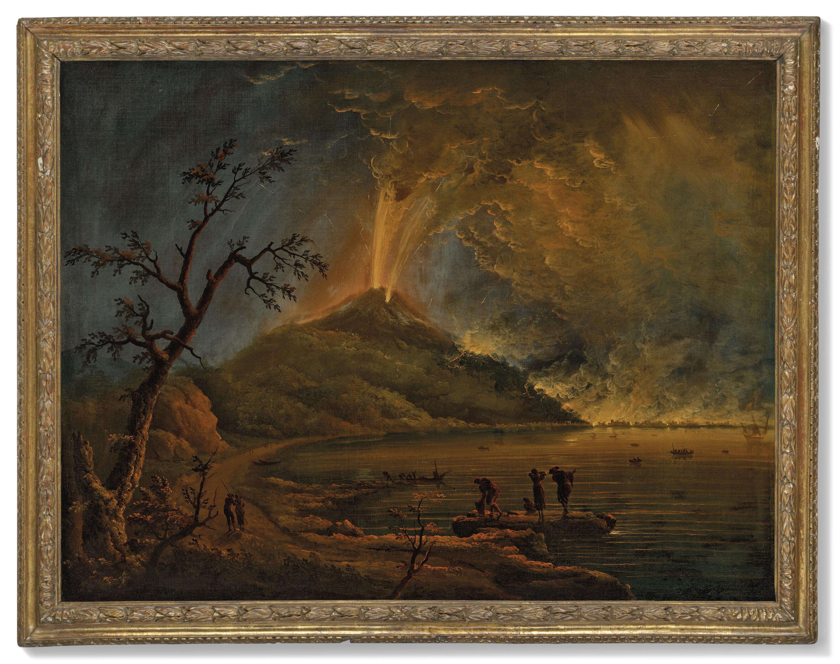 Carlo Bonavia - A volcano erupting at night, possibly Mount Etna