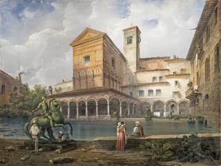 Carlo Bossoli - Milano, la statua equestre di Carlo Alberto a Santa Maria alla Fontana