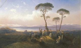 Carlo Bossoli - Tarantella nel paesaggio napoletano, 1849