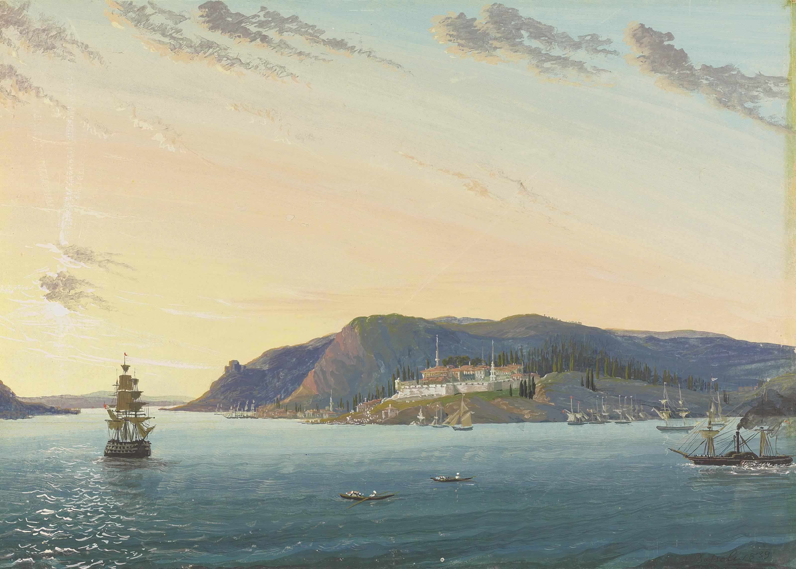 Carlo Bossoli - View of the Bosphorus, Constantinople