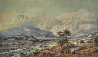 Carlo Bossoli - View Of The Caucasus With The Terek River 