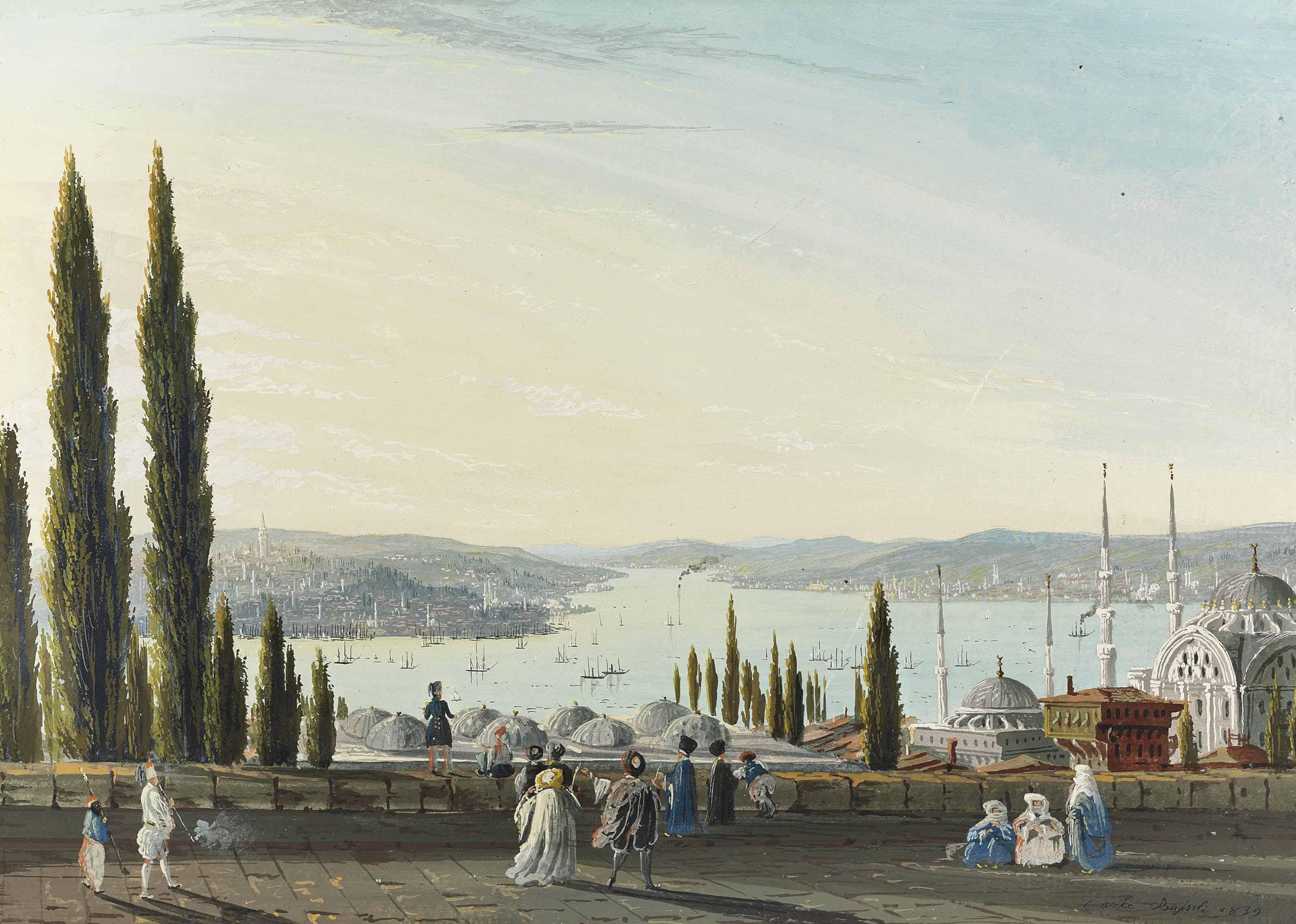 Carlo Bossoli - View of the Pera Canal, Constantinople