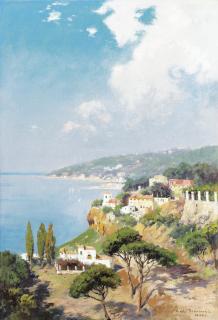 Carlo Brancaccio - La Baie De Naplescarlo Brancaccio ; View Of The Bay Of Naples ; Signed And Located Naples Lower Right ; Stamp And Label Of The Artist\'S Studio On The Reserve ; Oil On Canvas