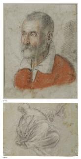 Carlo Caliari - Portrait of a man, bust length (recto); Study of a draped woman (verso)