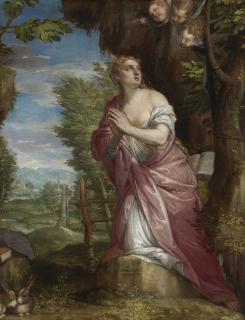 Carlo Caliari - The Penitent Magdalene In A Landscape