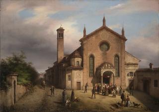 Carlo Canella - Processione di fedeli alla chiesa di Santa Maria della Pace in Milano