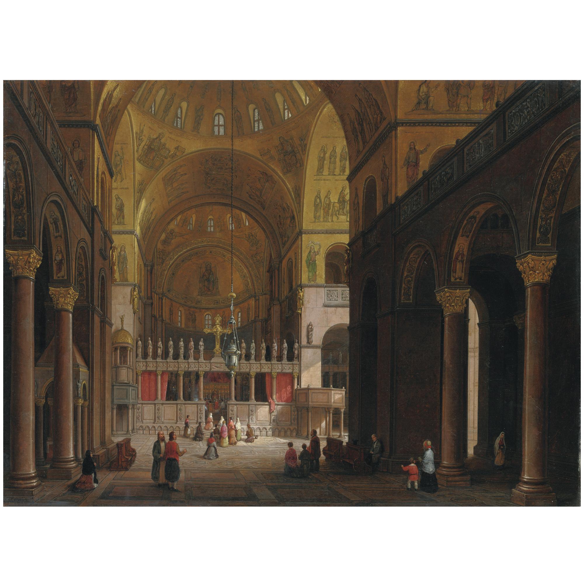 Carlo Canella - Venice, A View Of The Interior Of The Basilica Of San Marco