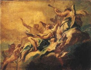 Carlo Carlone - A choir of angels, a modello for a ceiling design