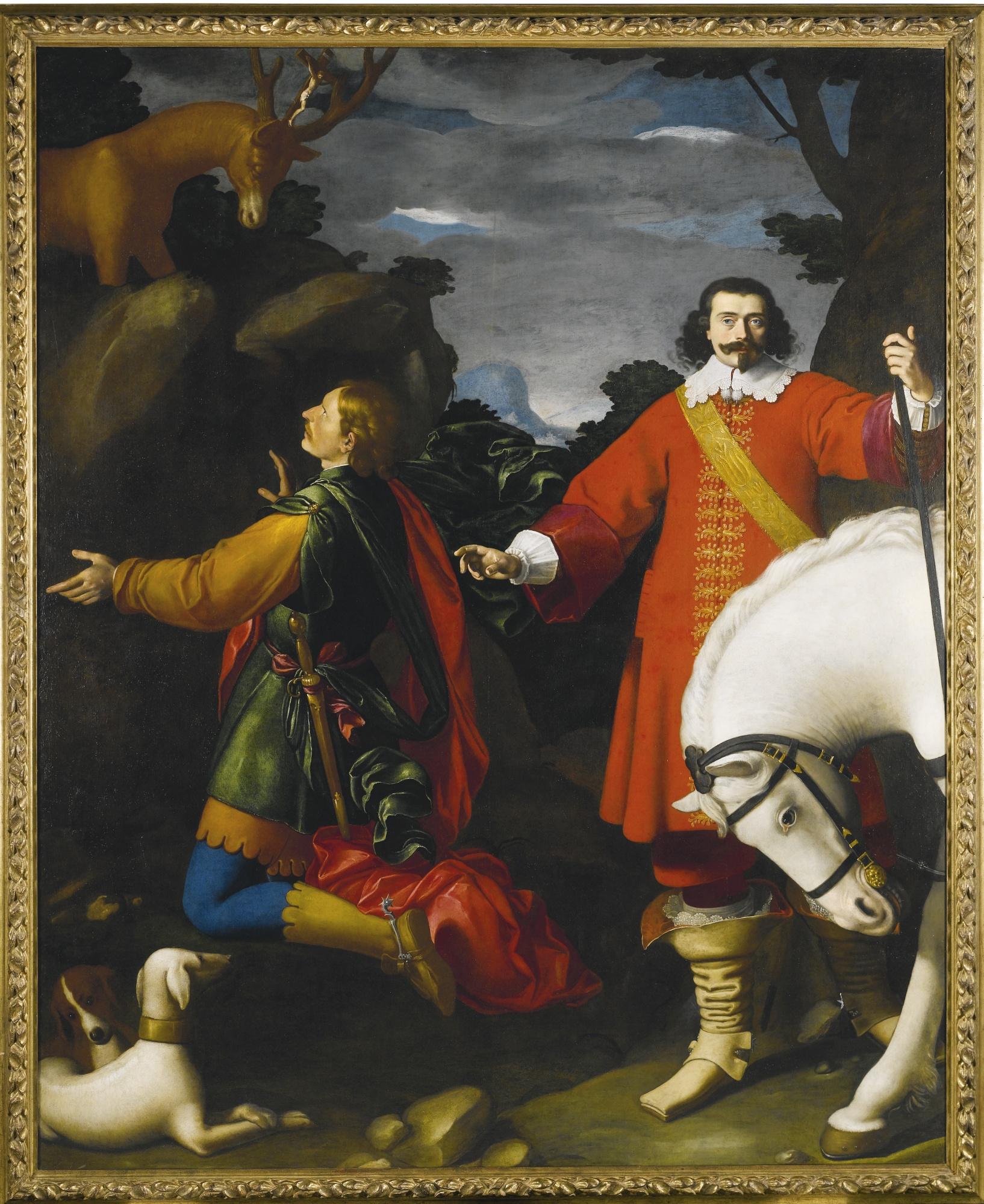 Carlo Ceresa - The Vision Of Saint Eustace, With A Portrait Of The Donor Beside His Horse
