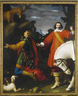 Carlo Ceresa - The Vision Of Saint Eustace, With A Portrait Of The Donor Beside His Horse