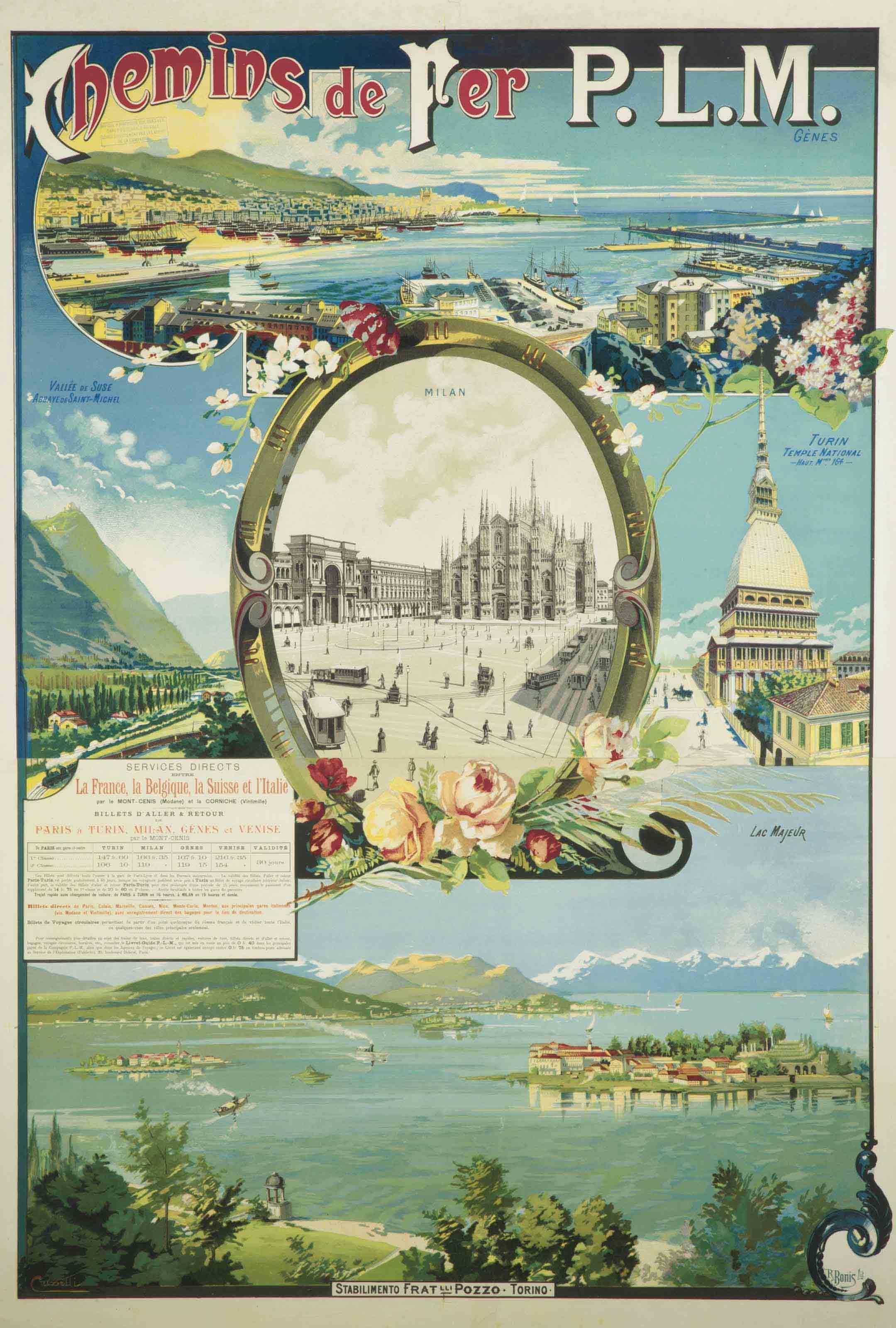 Carlo Cussetti - Chemins de fer P.L.M., Vallée de Suse, Gênes, Milan, Turin et Lac Majeur