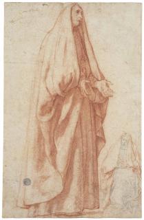 Carlo Dolci - Study of a veiled woman, standing, and a smaller study, seated