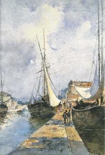 Carlo Follini - Canale con barche