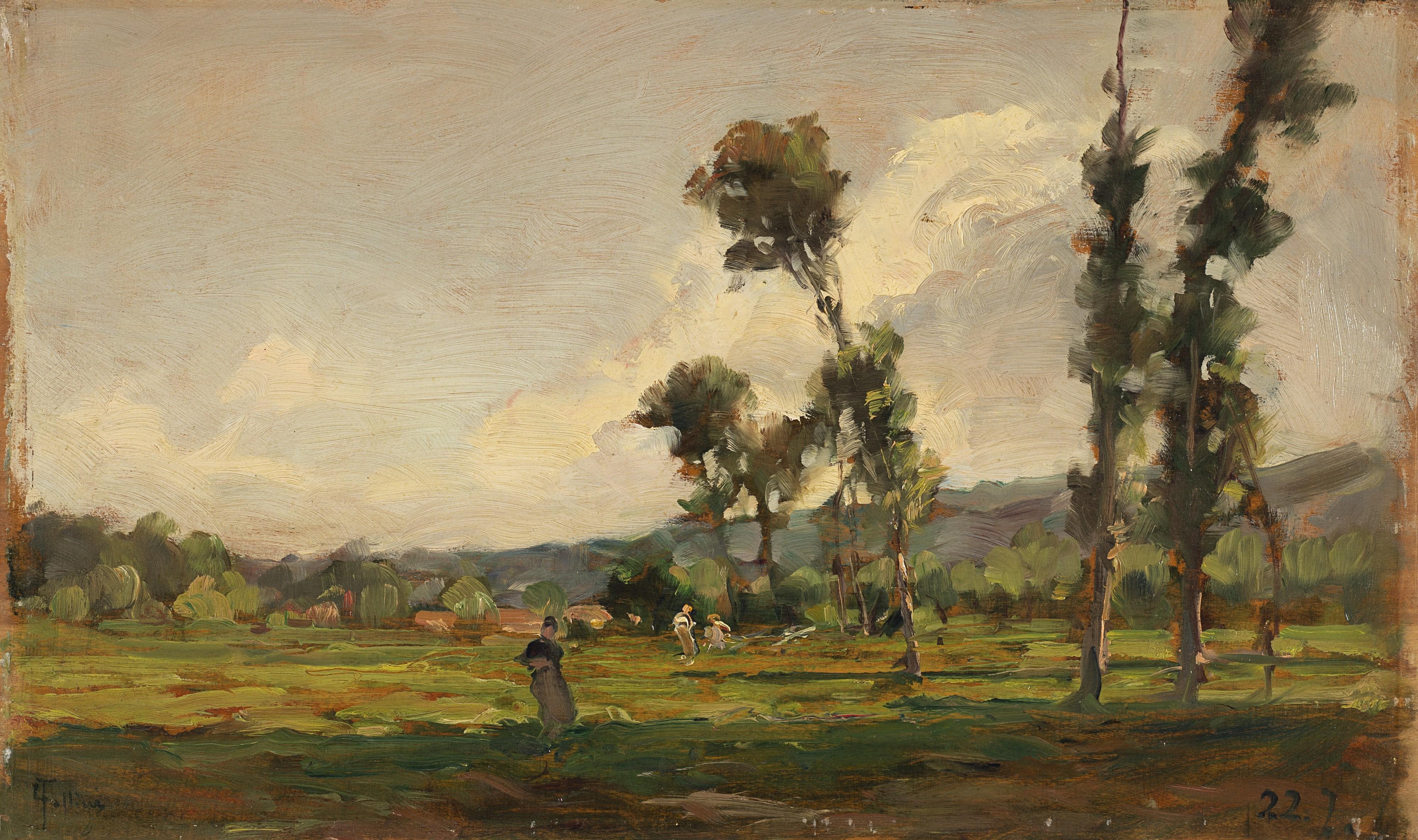 Carlo Follini - Paesaggio con figure