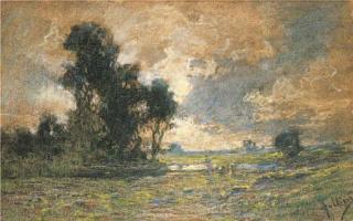 Carlo Follini - Paesaggio con figure