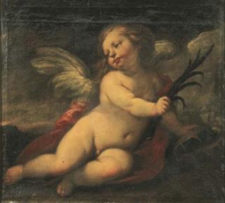 Carlo Francesco Nuvolone - Putto con i simboli del martirio: la corona di spine, la palma ed il giglio