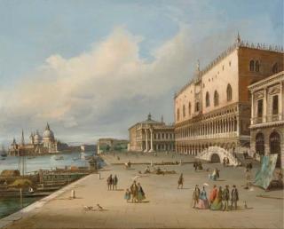 Carlo Grubacs - La Riva degli Schiavoni verso la Dogana e Santa Maria della Salute