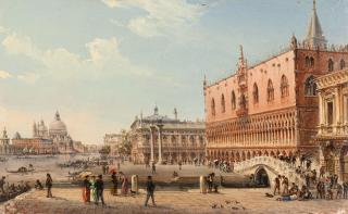 Carlo Grubacs - Venedig: Blick auf den Dogenpalast und Santa Maria della Salute.