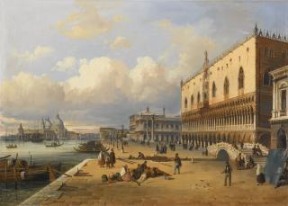 Carlo Grubacs - Venice, A View Of The Doge\'S Palace And Piazzetta Looking West From The Riva Degli Schiavoni