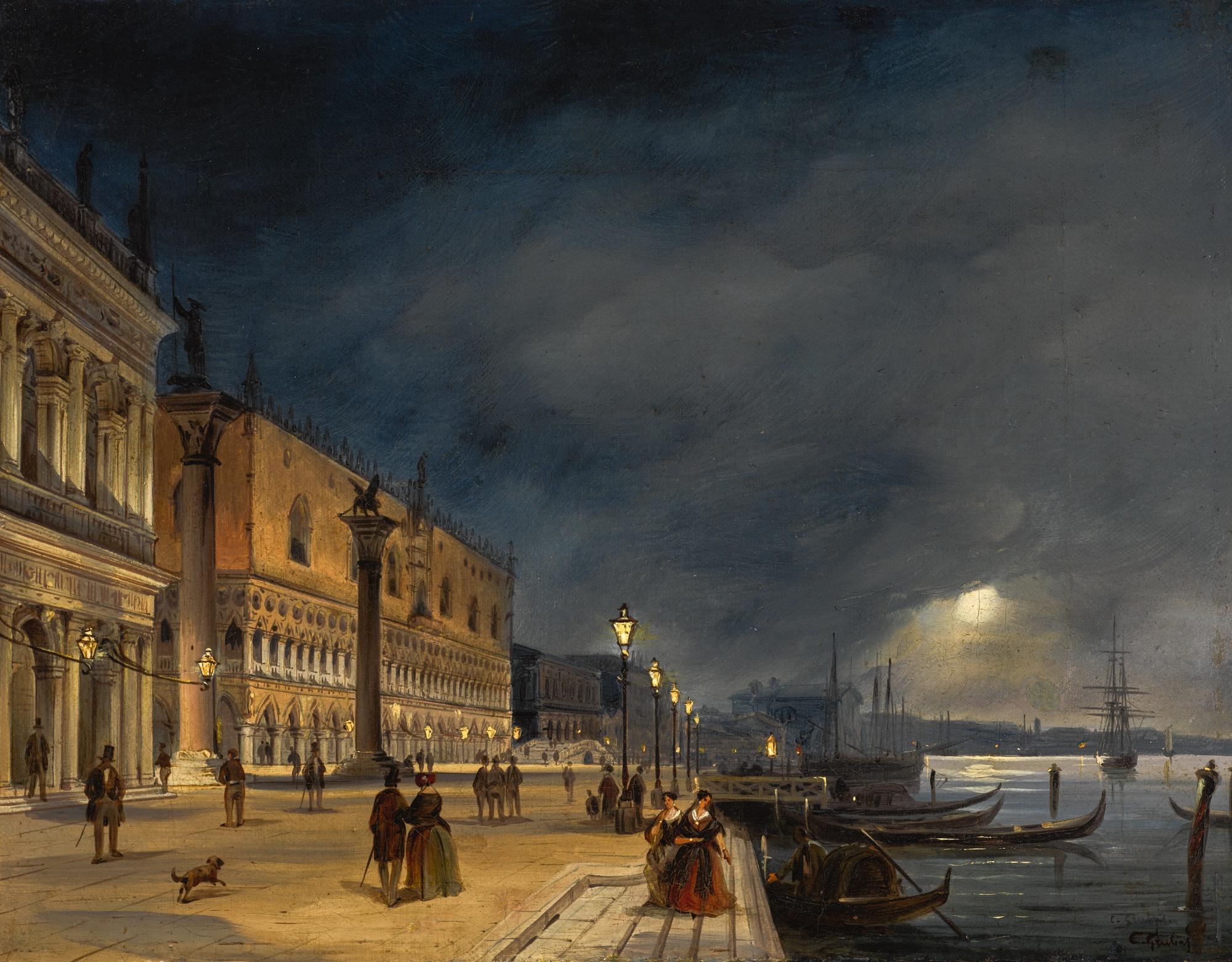 Carlo Grubacs - Venice, A View Of The Riva Degli Schiavoni Looking East