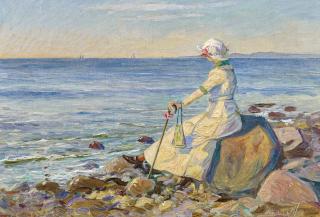 Carlo Hornung-Jensen - Ella, die Ehefrau des Künstlers am Strand von Hornbaek