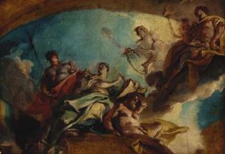 Carlo Innocenzo Carlone - A hero before the muse of History (?) - a modello for a ceiling
