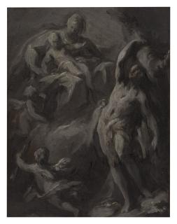 Carlo Innocenzo Carlone - Recto: St. Sebastian with a vision of the Madonna and Child Verso: An Architectural Sketch
