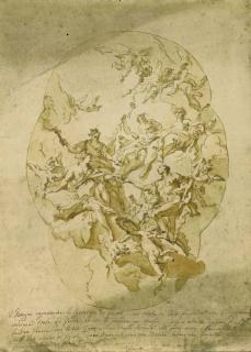 Carlo Innocenzo Carlone - The marriage of Hebe and Hercules: design for a ceiling