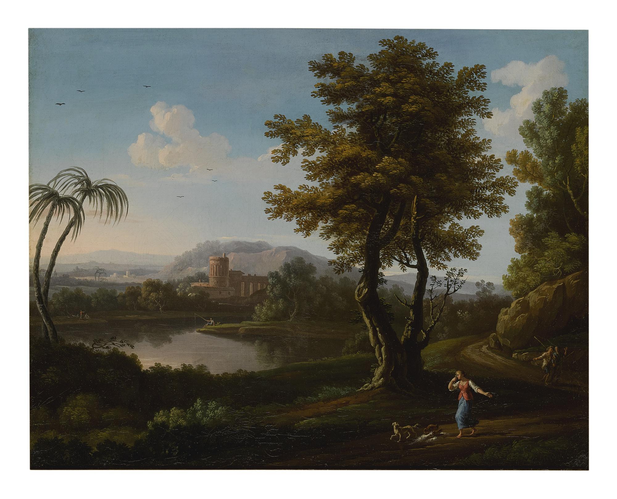 Carlo Labruzzi - A Landscape Capriccio Of Rome With Figures