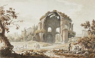 Carlo Labruzzi - A)  The Villa Negroni, Rome B) The Ruins Of The Temple Of Minerva Medica, Rome