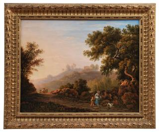 Carlo Labruzzi - An Italianate landscape with travellers on a country path; and An Italianate landscape with a drover and his herd (2)