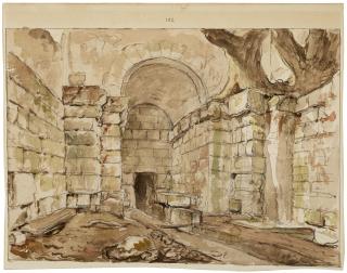Carlo Labruzzi - The entrance to the Roman Tunnel of Lake Albano